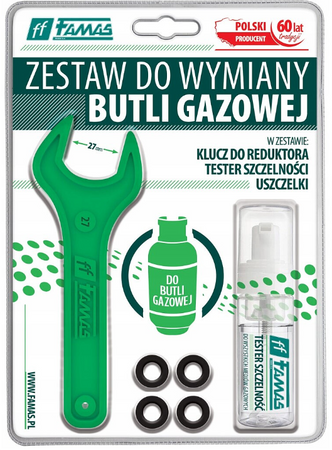 ZESTAW DO WYMIANY BUTLI GAZOWEJ KLUCZ, TESTER SZCZELNOŚCI, USZCZELKI FAMAS FTS-Z